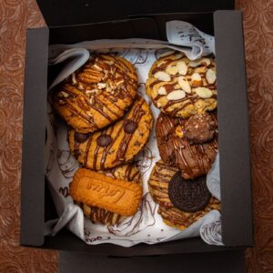 Assortment of gourmet cookies in a gift box